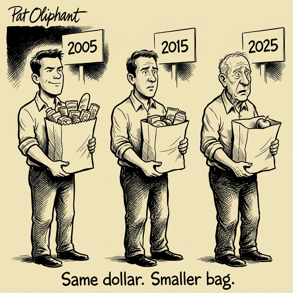 Two retirees on a seesaw. One side is labeled 'PAY TAX NOW' (the person looks slightly uncomfortable but stable), the other side labeled 'PAY TAX LATER' (the person is launched into the air by a giant weight labeled 'RMDs + IRMAA + SS TAX'). Caption: 'The balance of timing.'